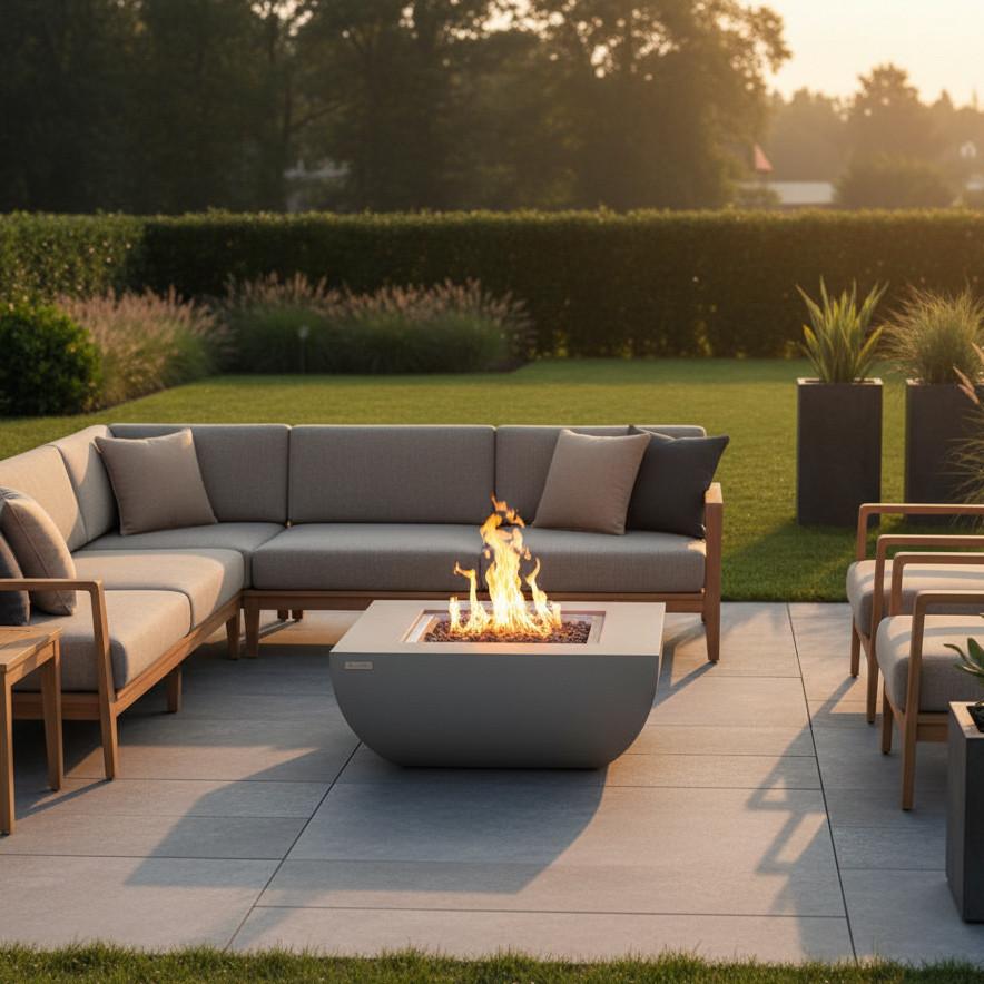 Feuerstelle Westport Hellgrau - Hellgrau, KONVENTIONELL, Stein/Metall (87/36/87cm) - Gardenson