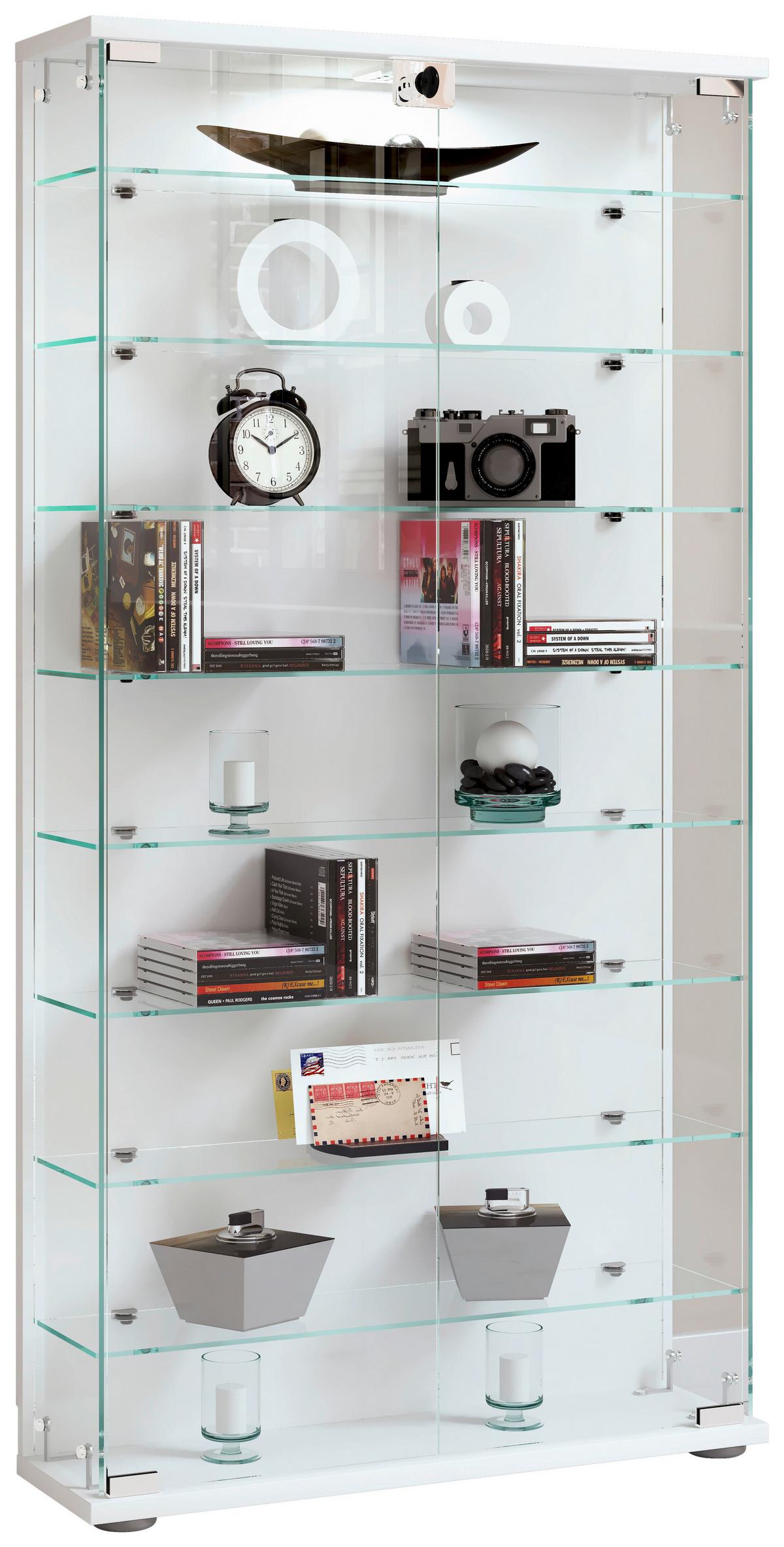 VITRINE STELAS L - Weiss/Transparent, Design, Glas/Holzwerkstoff (59/114/17cm) - MID.YOU