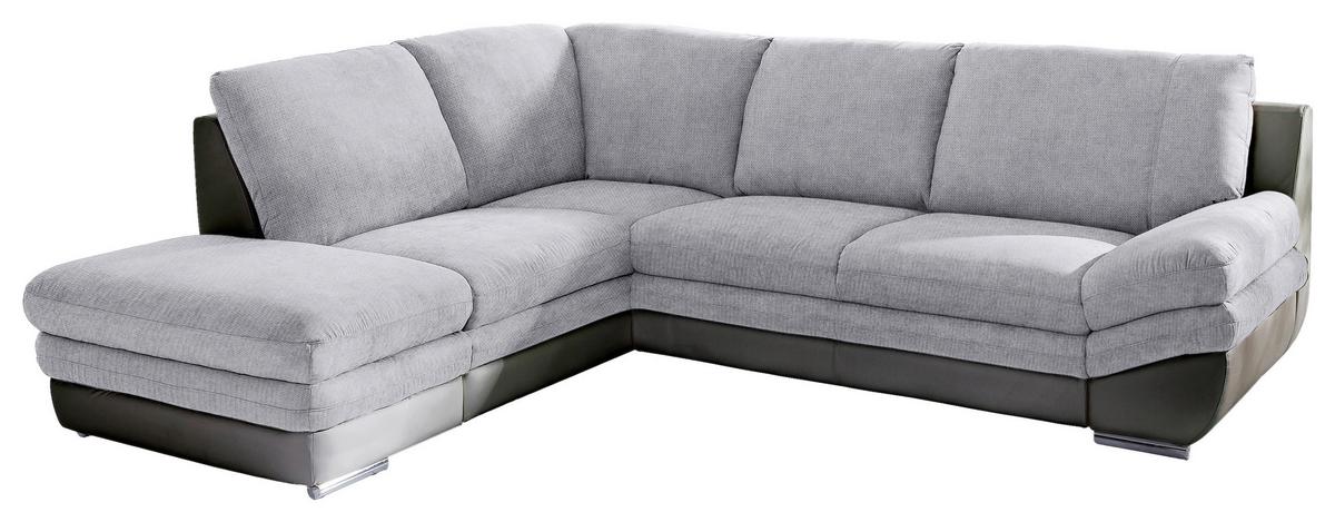 Wohnlandschaft in Grau/ Dunkelgrau ´NARDO´ - Chromfarben/Dunkelgrau, MODERN, Textil/Metall (221/264cm) - MID.YOU