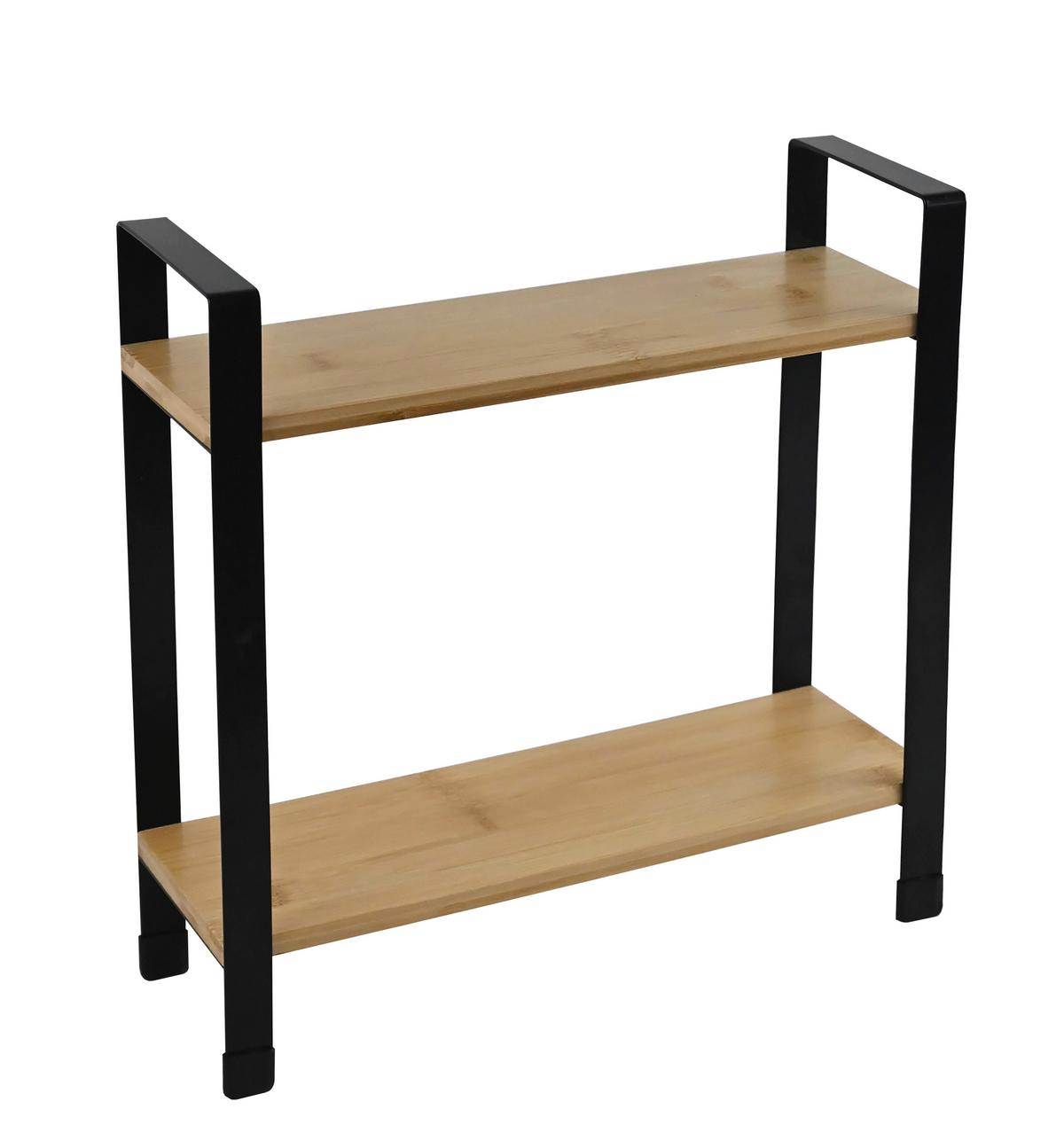 Etajeră de bucătărie Rita -2 - culoare natur/negru, Modern, materiale naturale/metal (32/33/11cm) - Mömax