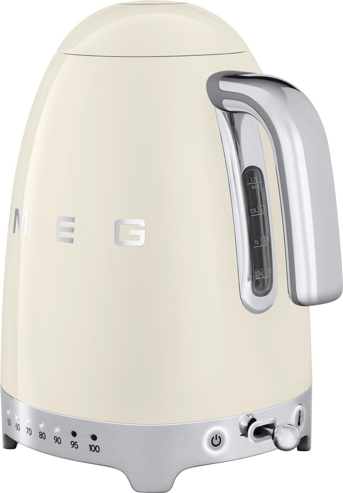 CZAJNIK ELEKTRYCZNY KLF04CREU SMEG - kremowy/kolor chromowy, Basics, tworzywo sztuczne/metal (22,3/28/17,1cm) - SMEG