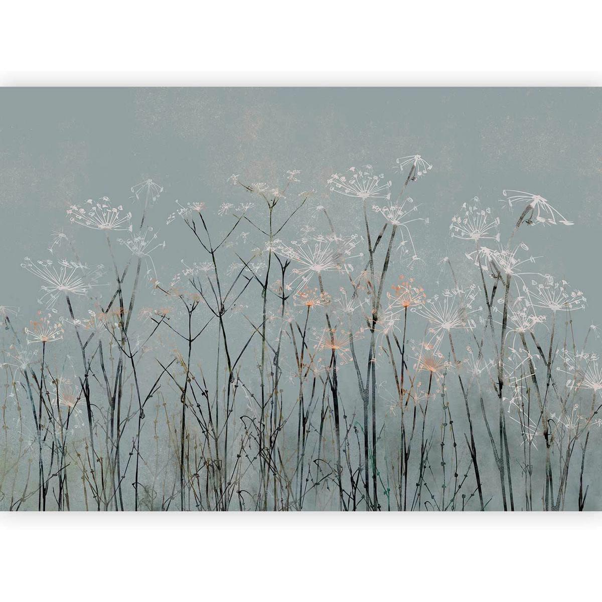 Fototapete Garlic Flowers Grün/Beige ca. 400x280cm - Beige/Grün, LIFESTYLE, Textil (400/280cm) - artgeist