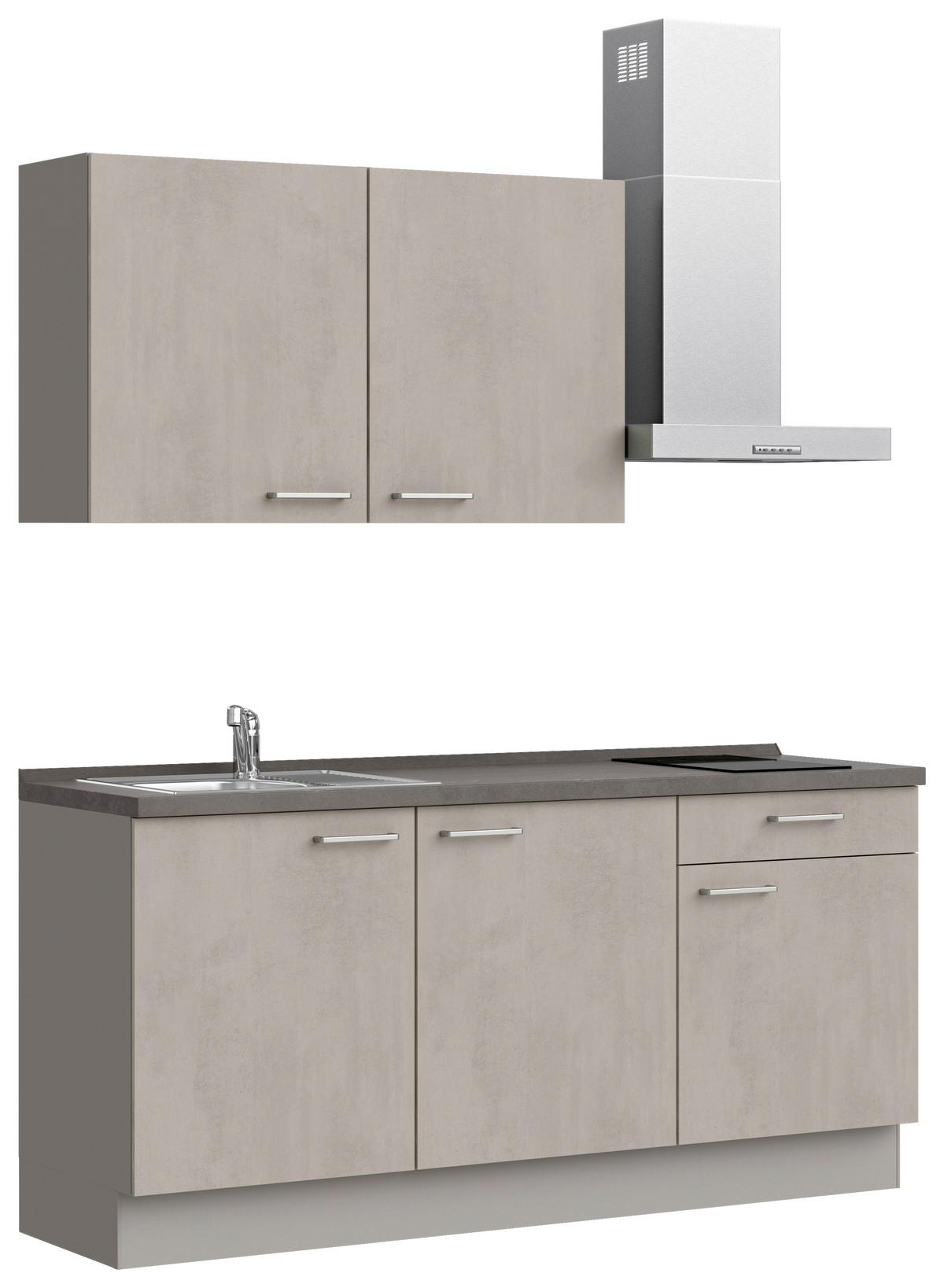 Küchenblock Riva Low m. Geräten Grau - Schieferfarben/Edelstahlfarben, MODERN, Holzwerkstoff/Metall (180cm) - Nobilia