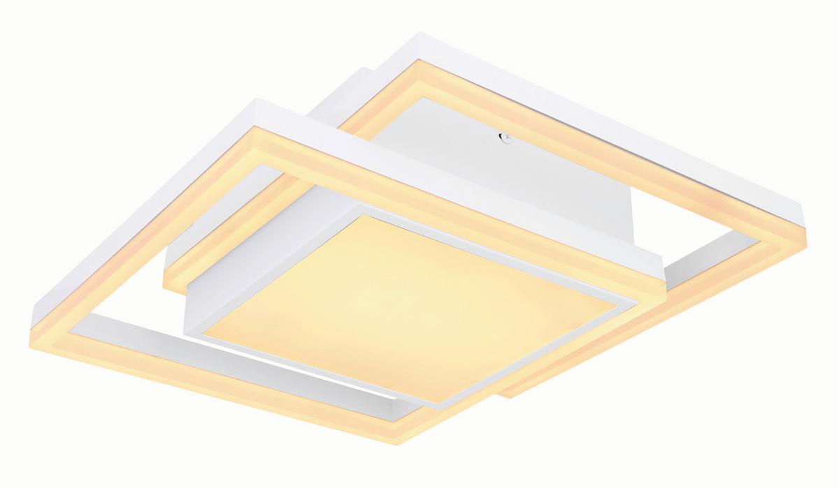 LED-DECKENLEUCHTE 67225-24FSH - Weiss/Opal, Basics, Kunststoff/Metall (41,5/41,5/10,5cm) - Globo