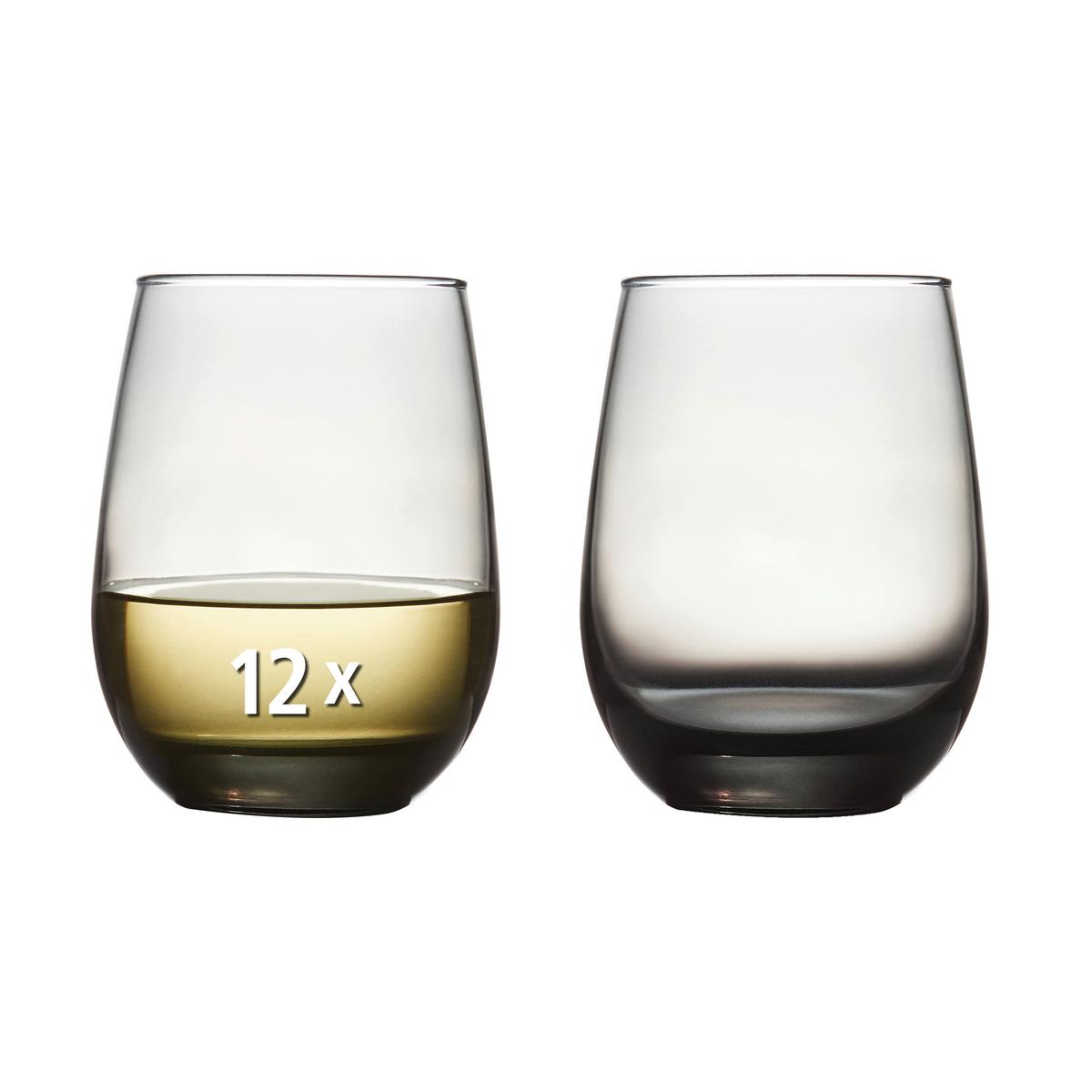 Gläserset Stemless Hellgrau 12-teilig - Hellgrau, Basics, Glas (9/11,5cm)