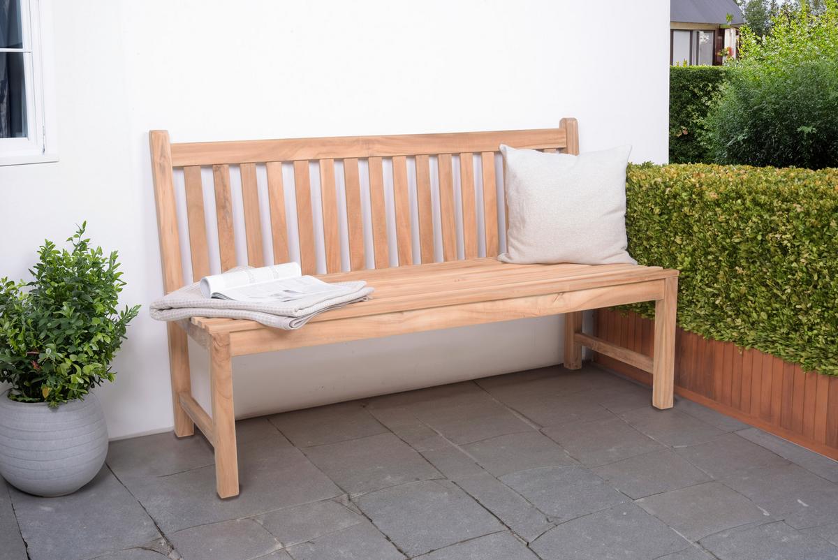 Gartenbank Solo Teak 3-Sitzer - Braun/Naturfarben, MODERN, Holz (60/92/150cm) - Gardenson