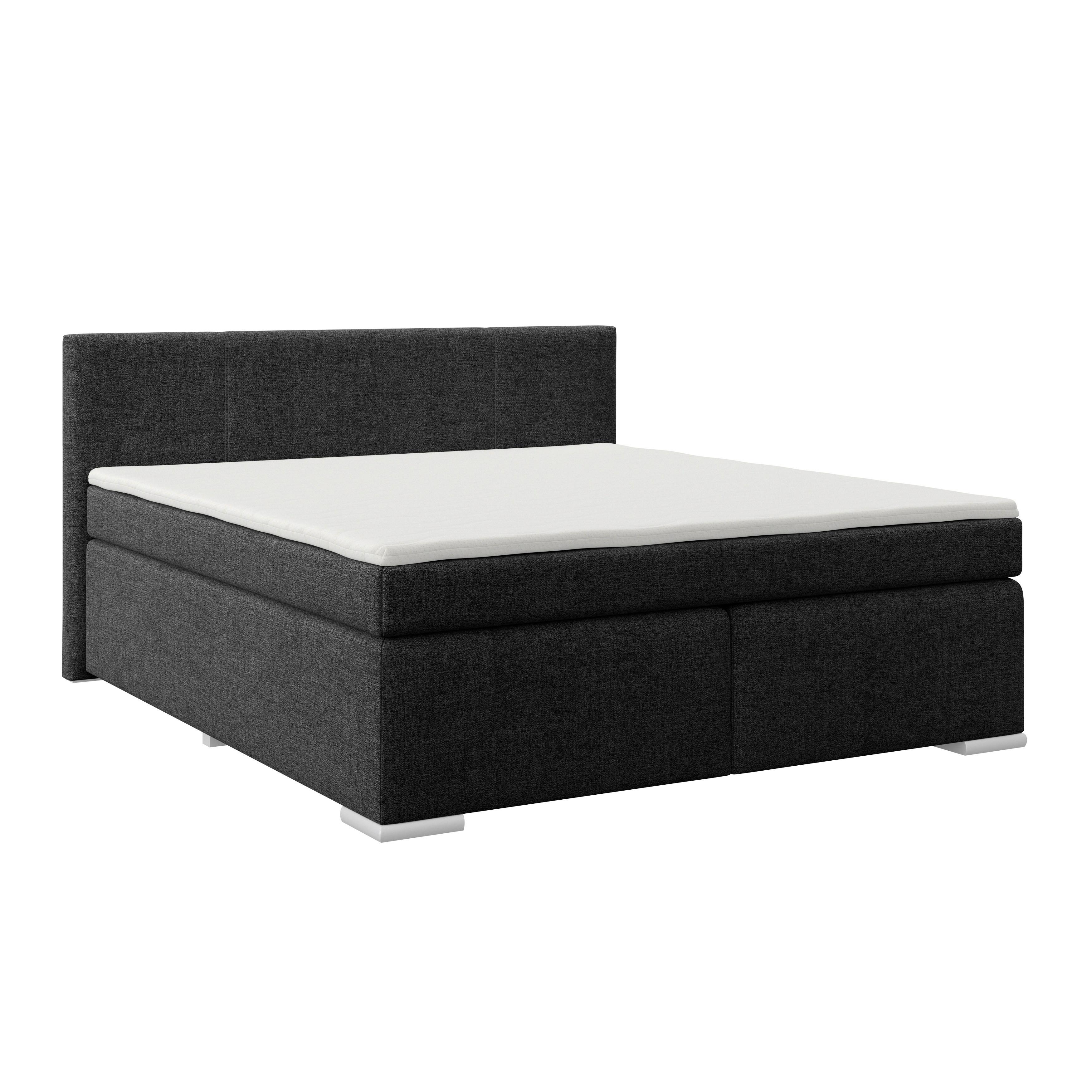 Boxspring Krevet Mira 1 - crna/boje aluminija, Basics, tekstil/plastika (160/200cm)
