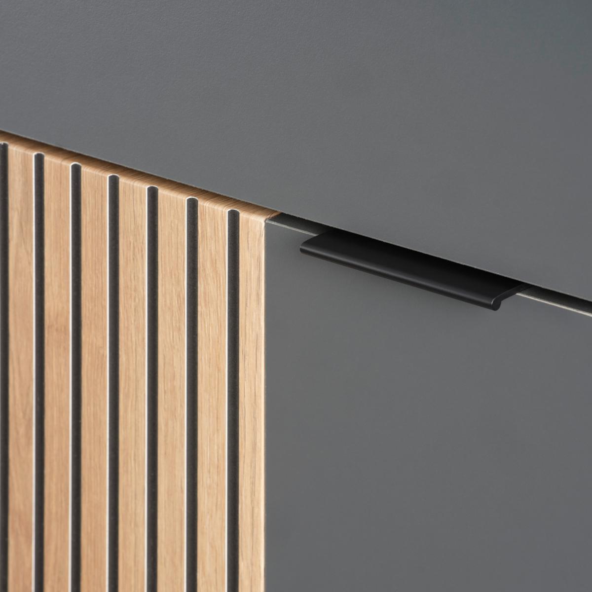 Comodă CLEVER - culoare lemn stejar/antracit, Modern, material pe bază de lemn (70/92/38cm) - Modern Living