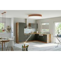 Eckküche Winkelblock mit Geräten ca. 210x270 cm Grau - Chromfarben/Anthrazit, MODERN, Holzwerkstoff/Metall (210/270cm) - Held