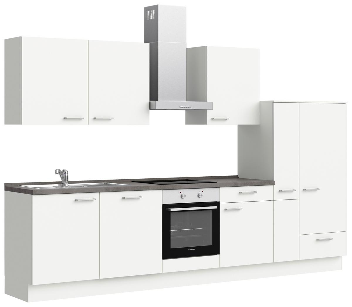 Küchenblock Touch Low m. Geräten Weiß - Schieferfarben/Schwarz, MODERN, Holzwerkstoff/Metall (330cm) - Nobilia