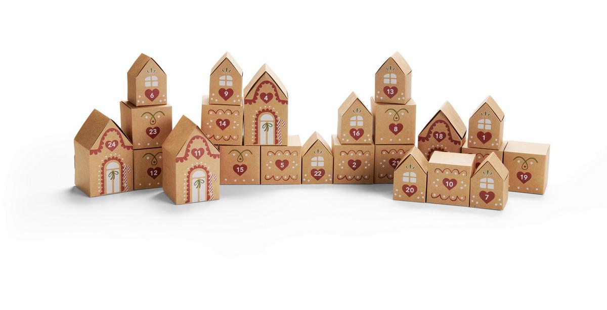 Adventskalender Houses zum Befüllen - Rot/Braun, KONVENTIONELL, Papier (21.5/17/2cm) - Modern Living