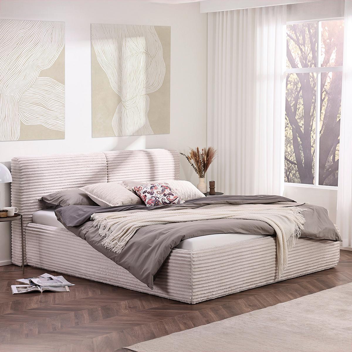 Polsterbett Tessin Creme ca. 180x200cm - Creme, KONVENTIONELL, Textil (180/200cm) - Premium Living