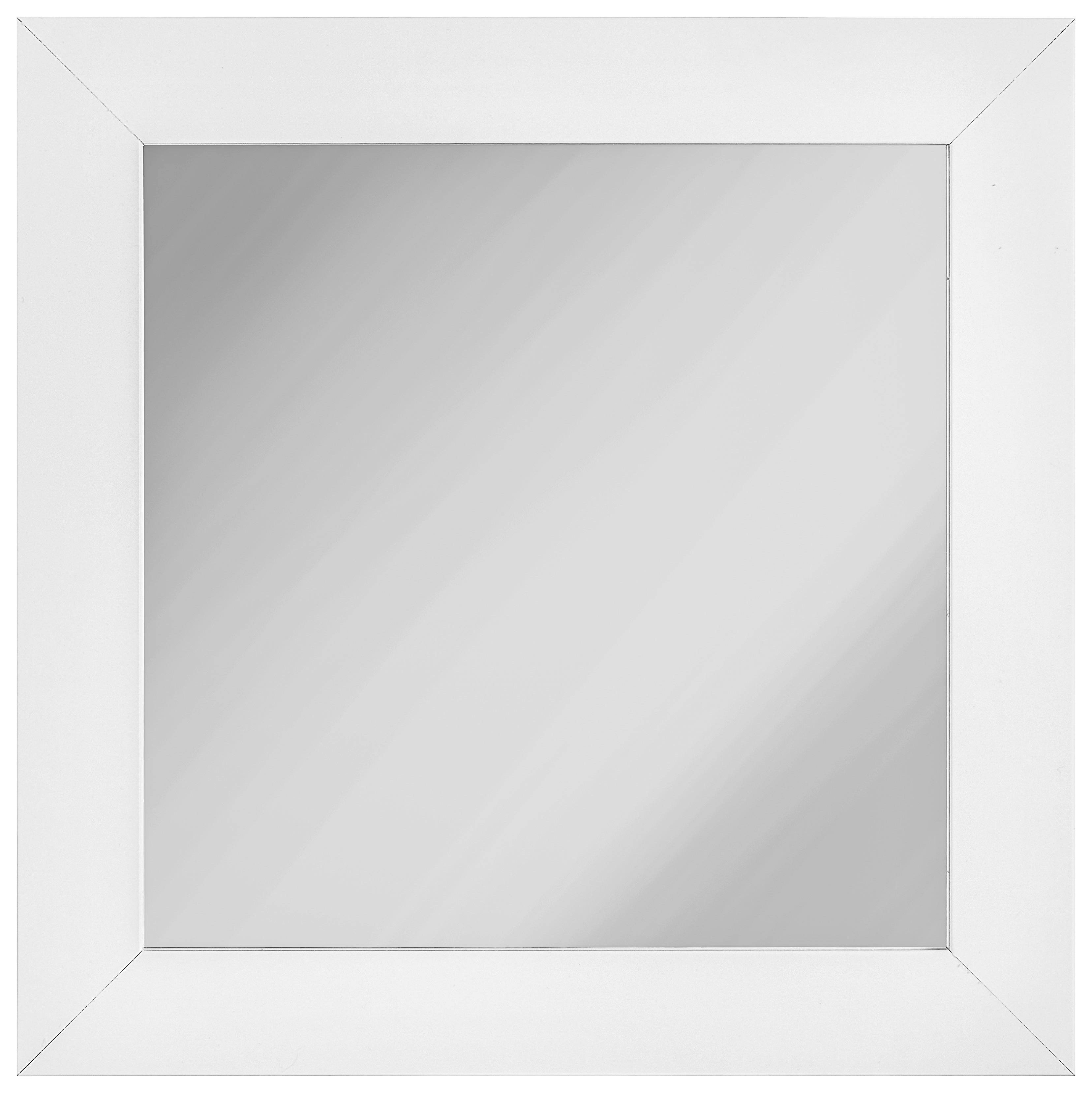 Stensko Ogledalo White Shine - bela, Moderno, steklo/leseni material (30/30cm) - Modern Living
