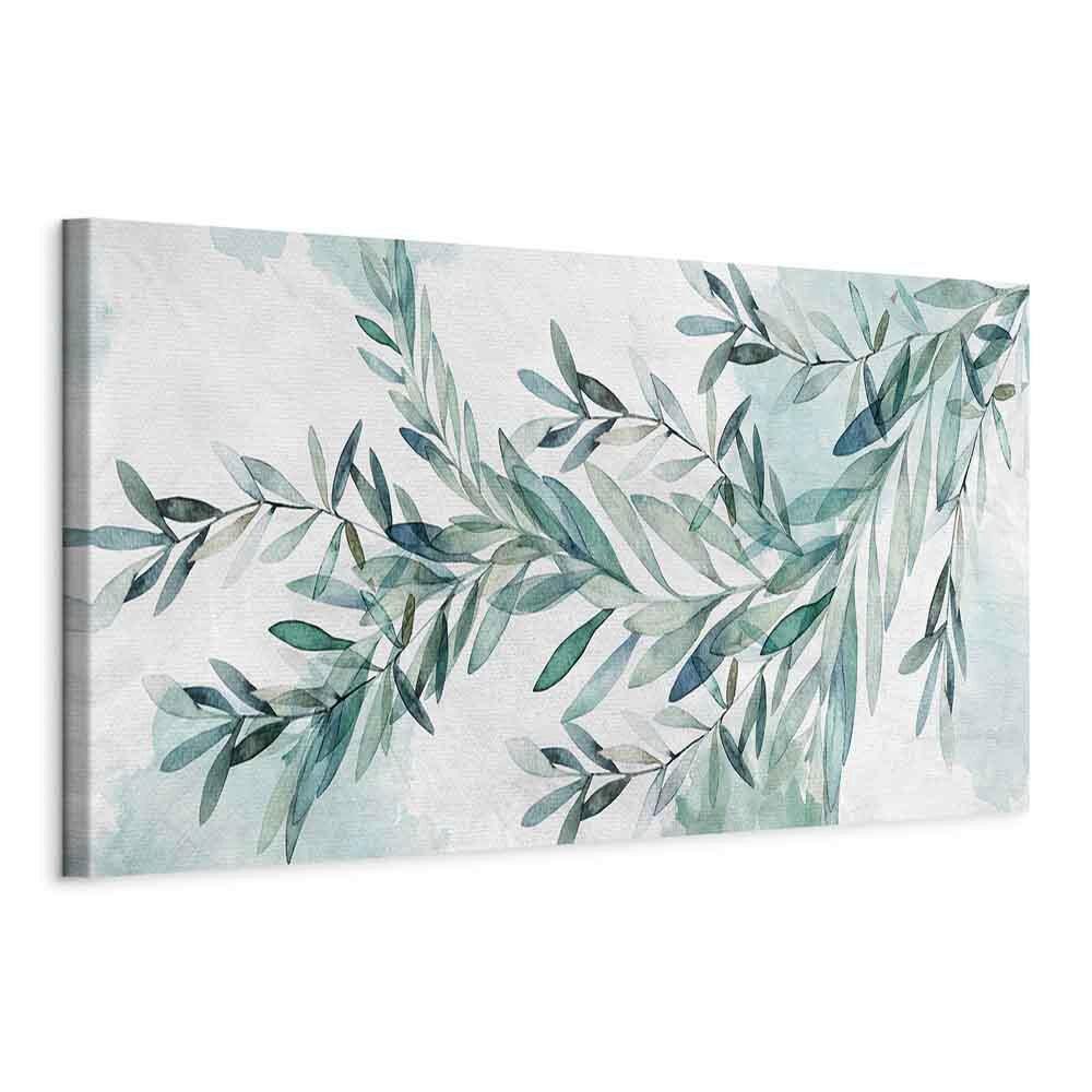 Slika Na Platnu Mint Calm - bela/metino zelena, Basics, tekstil/leseni material (90/30/1.2cm) - artgeist