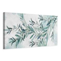 Slika Na Platnu Mint Calm - bela/metino zelena, Basics, tekstil/leseni material (90/30/1.2cm) - artgeist