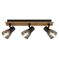 Strahler Claude in Schwarz max. 40 Watt - Dunkelbraun/Schwarz, Design, Glas/Holz (40/7/15,5cm) - Globo