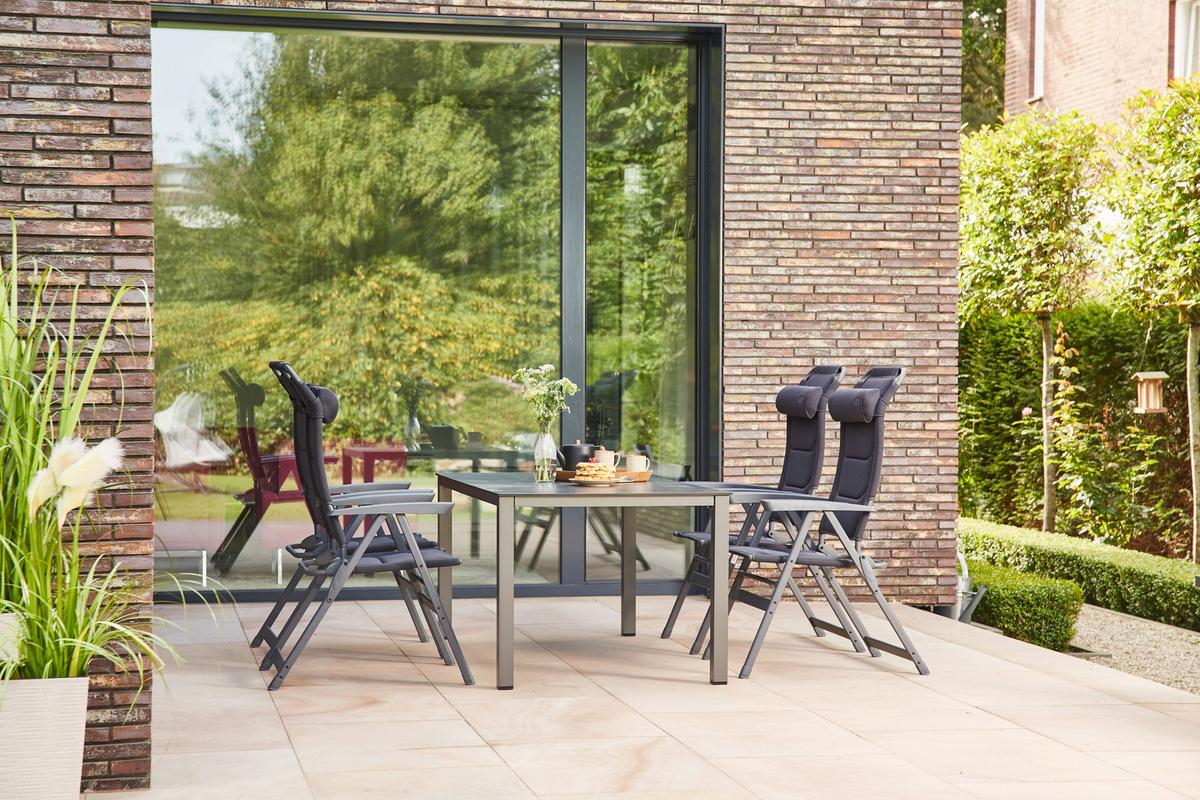 Gartengarnitur 5-tlg. Auminium Premium 5-teilig - Anthrazit/Schwarz, KONVENTIONELL, Kunststoff/Textil - Siena Garden