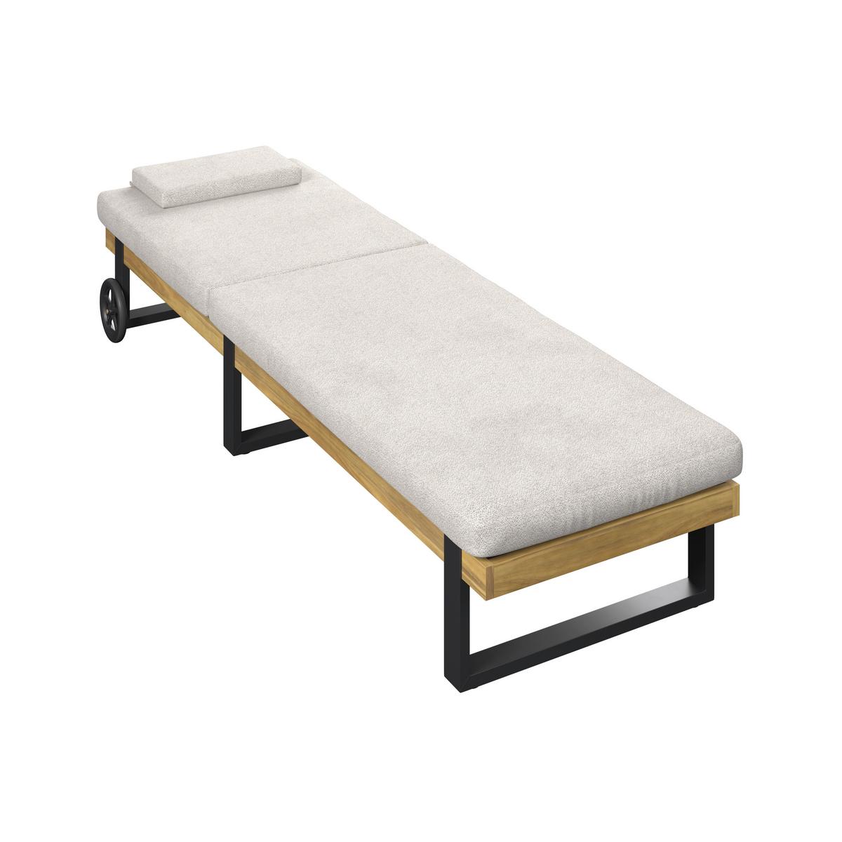 Șezlong Elenyi - crem/gri, Modern, lemn/metal (65/95/200cm) - Bessagi Garden