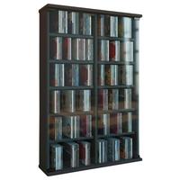 CD-Regal Roma in Schwarz, B: 60 cm - Schwarz, KONVENTIONELL, Glas/Holzwerkstoff (60/92/18cm) - MID.YOU