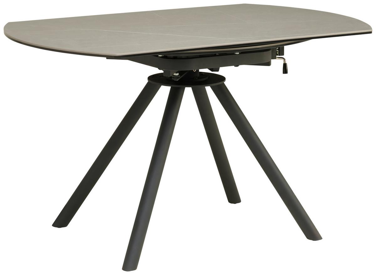 Jedilna Miza Dalia, Siva, Keramika, 80-130x130 - siva/črna, Trendi, kovina/steklo (80-130/75-77/130cm) - MID.YOU