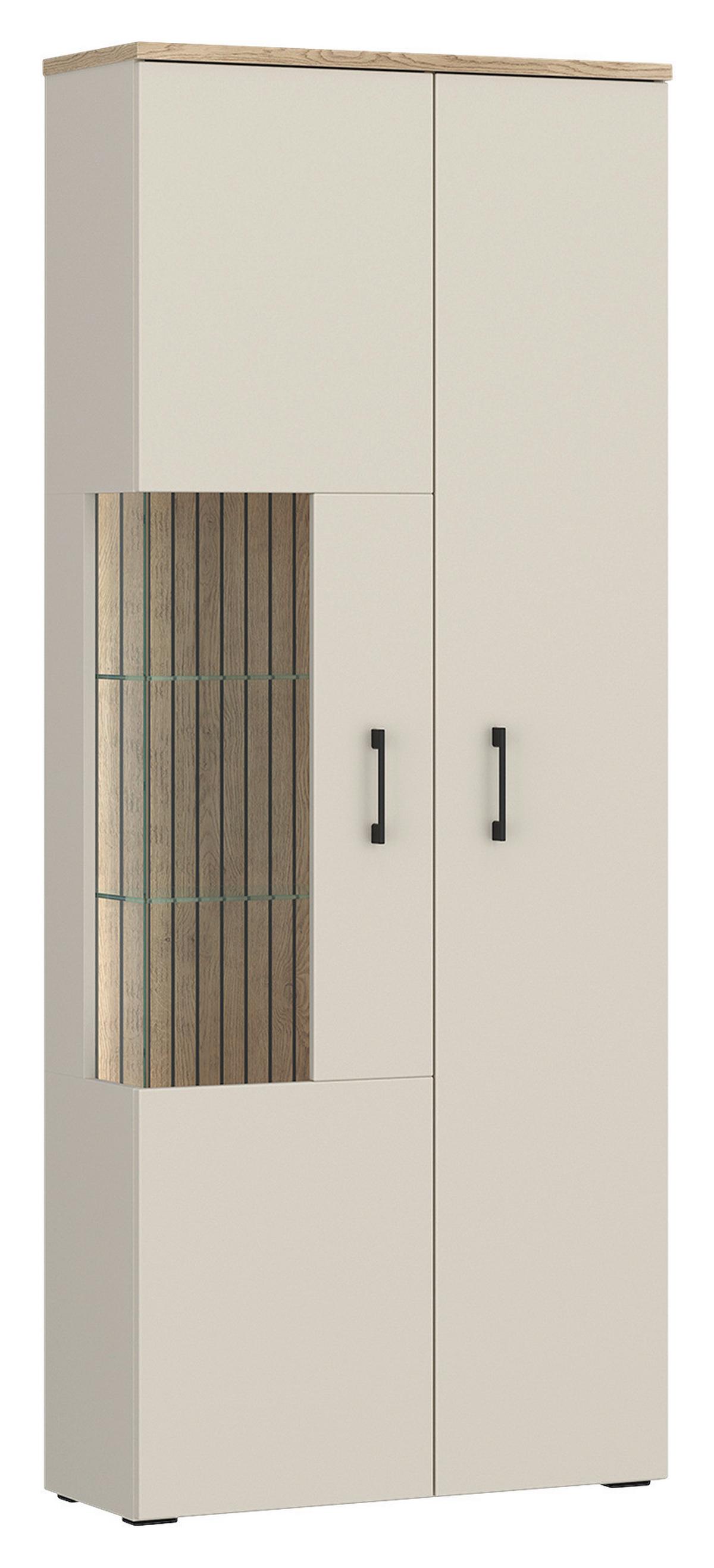 Vitrina Amare - kašmir/boje hrasta, Moderno, staklo/drvni materijal (76,3/192/35cm) - Modern Living