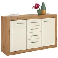Kommode in Weiß/Eichefarben - Chromfarben/Eichefarben, KONVENTIONELL, Holzwerkstoff/Kunststoff (138/86/40cm) - Mömax