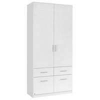 Omara S Klasičnimi Vrati Celle, Bela - bela/barve aluminija, Design, umetna masa/leseni material (91/210/54cm) - Carryhome