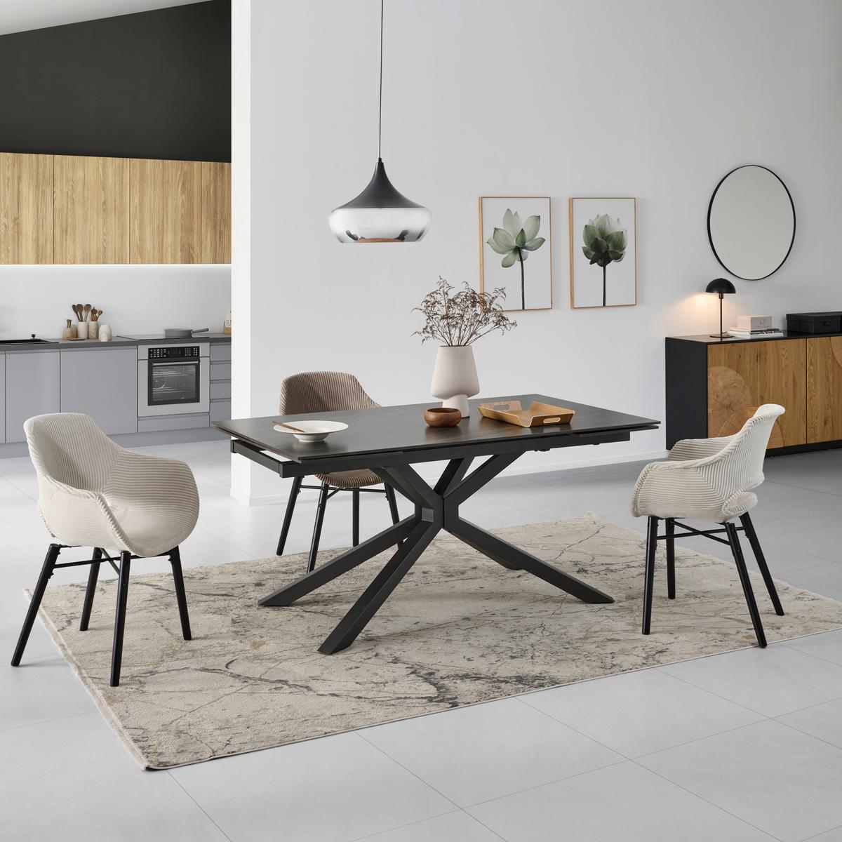 Jedilna Miza Lorenzo, Keramika, 160-240x90 - temno siva/siva, Konvencionalno, kovina/keramika (160-240/75/90cm) - MID.YOU