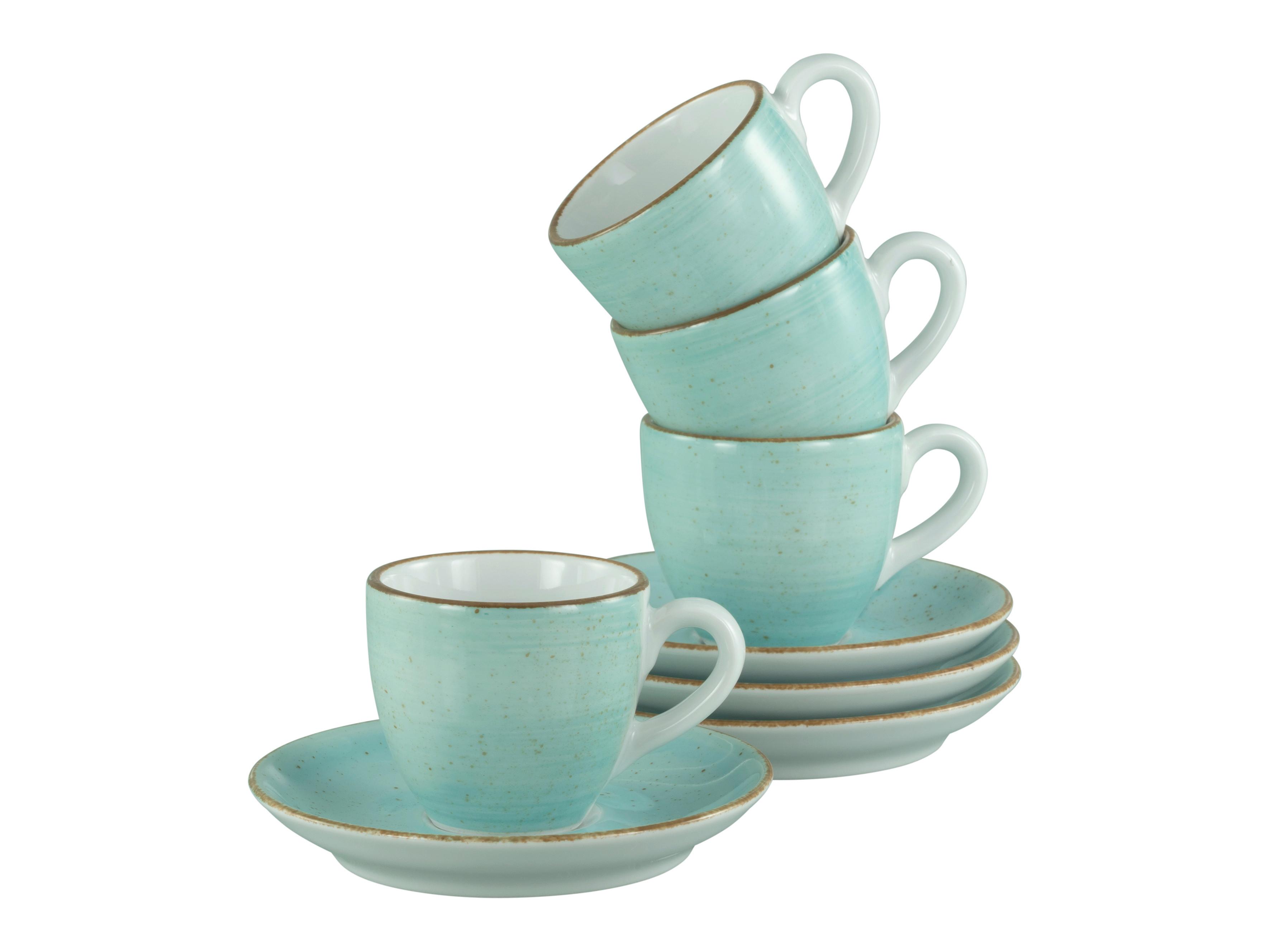 Kavni Servis Vintage Nature Aqua, 8-Delni - turkizna/bela, Basics, keramika - Creatable