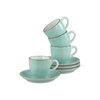 Kavni Servis Vintage Nature Aqua, 8-Delni - turkizna/bela, Basics, keramika - Creatable