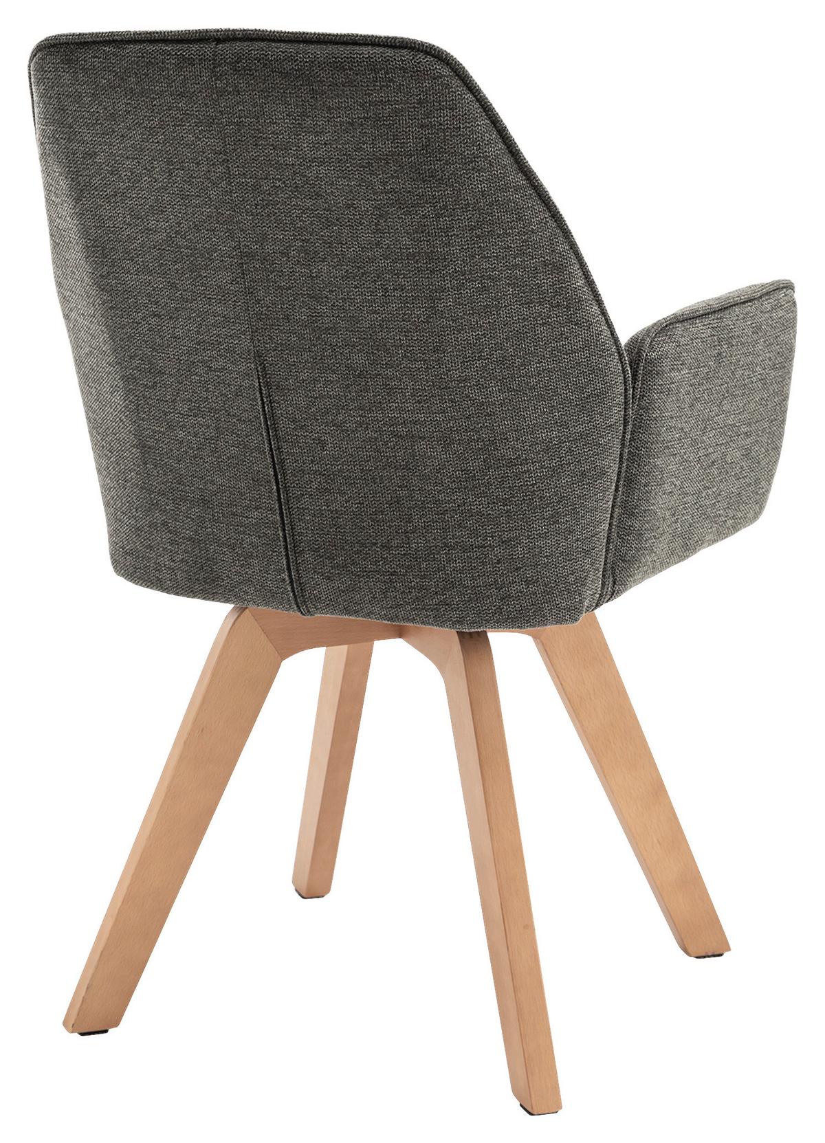 STUHL-SET TONY - Anthrazit/Buchefarben, MODERN, Holz/Textil (57/89/61cm) - MID.YOU