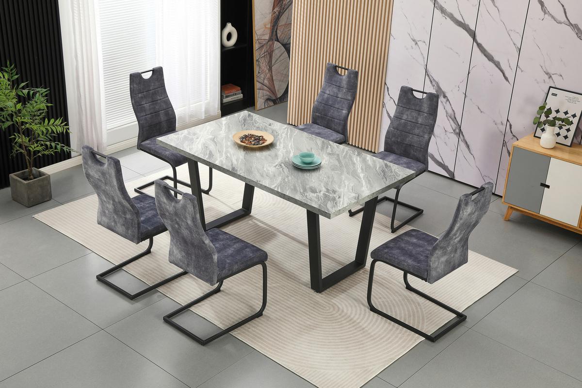 Jedilna Garnitura Melbourne - siva/črna, Moderno, kovina/tekstil (160/75/90cm) - Mömax