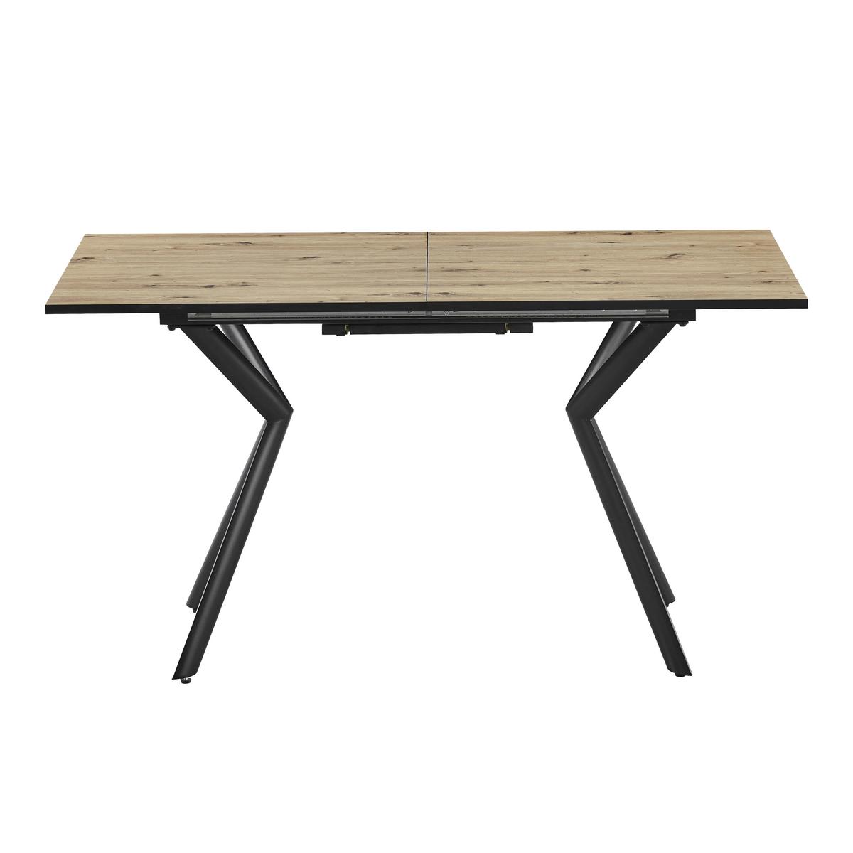 Raztegljiva Jedilna Miza Marcel, 140-180x80 - črna/barve hrasta, Moderno, kovina/leseni material (140-180/76/80cm)