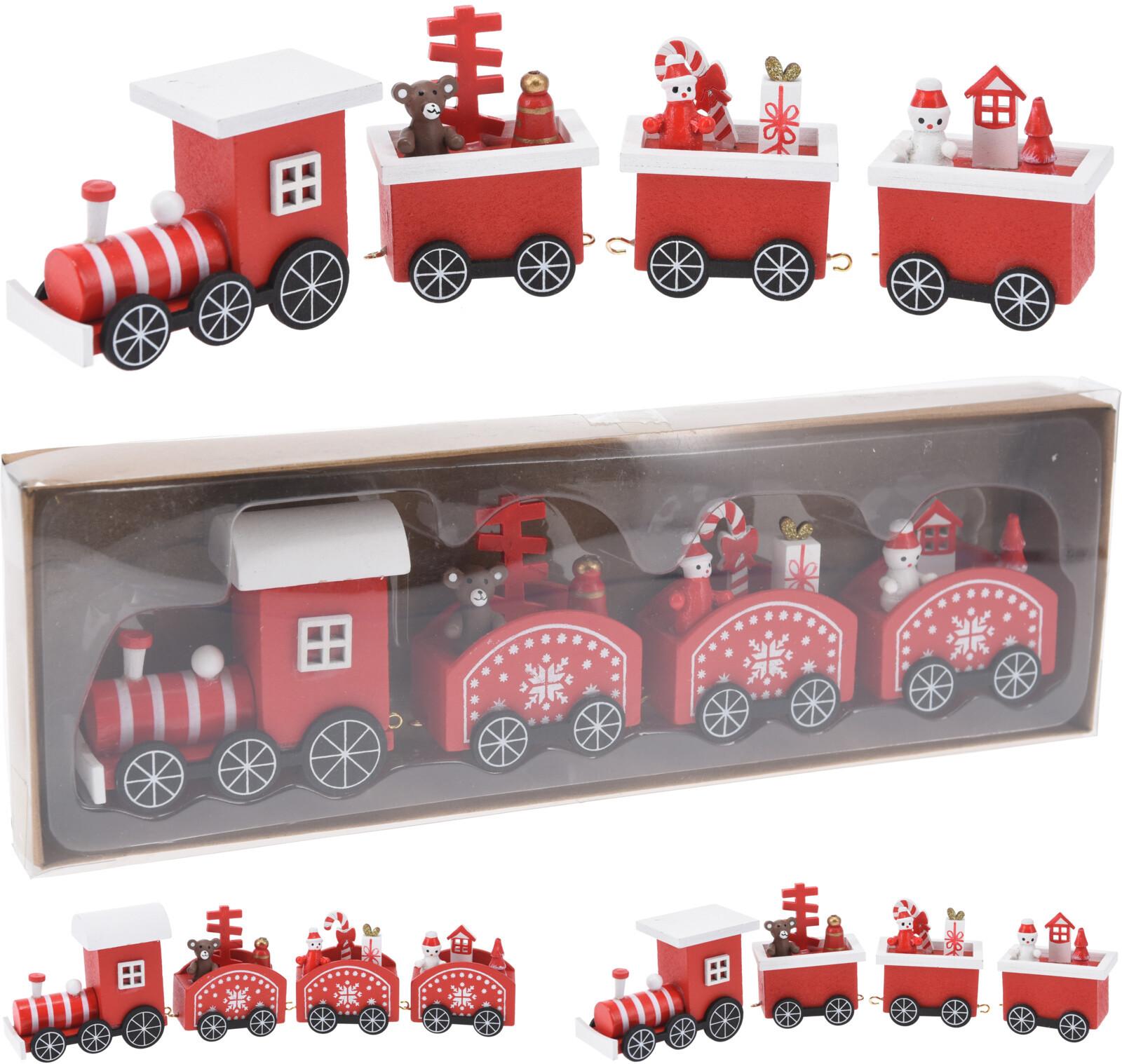 Figurină de Crăciun tren cca. 25 cm Polar - alb/roșu, Basics, lemn/material pe bază de lemn (25/6,5/3cm)