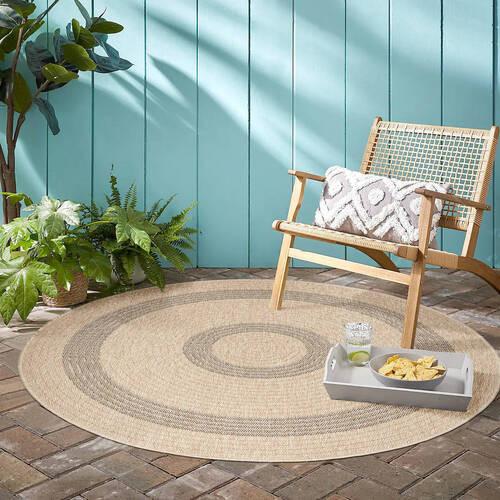 Outdoorteppich Comilla Beige/Schwarz Ø ca. 200cm - Beige/Schwarz, Basics, Textil (200/200cm) - Novel