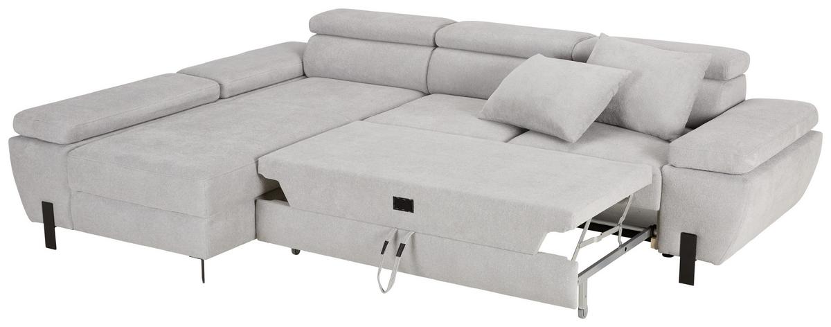 Sedežna Garnitura Molina Mini, Z Ležiščem - črna/svetlo siva, Moderno, kovina/tekstil (189/277cm) - Premium Living