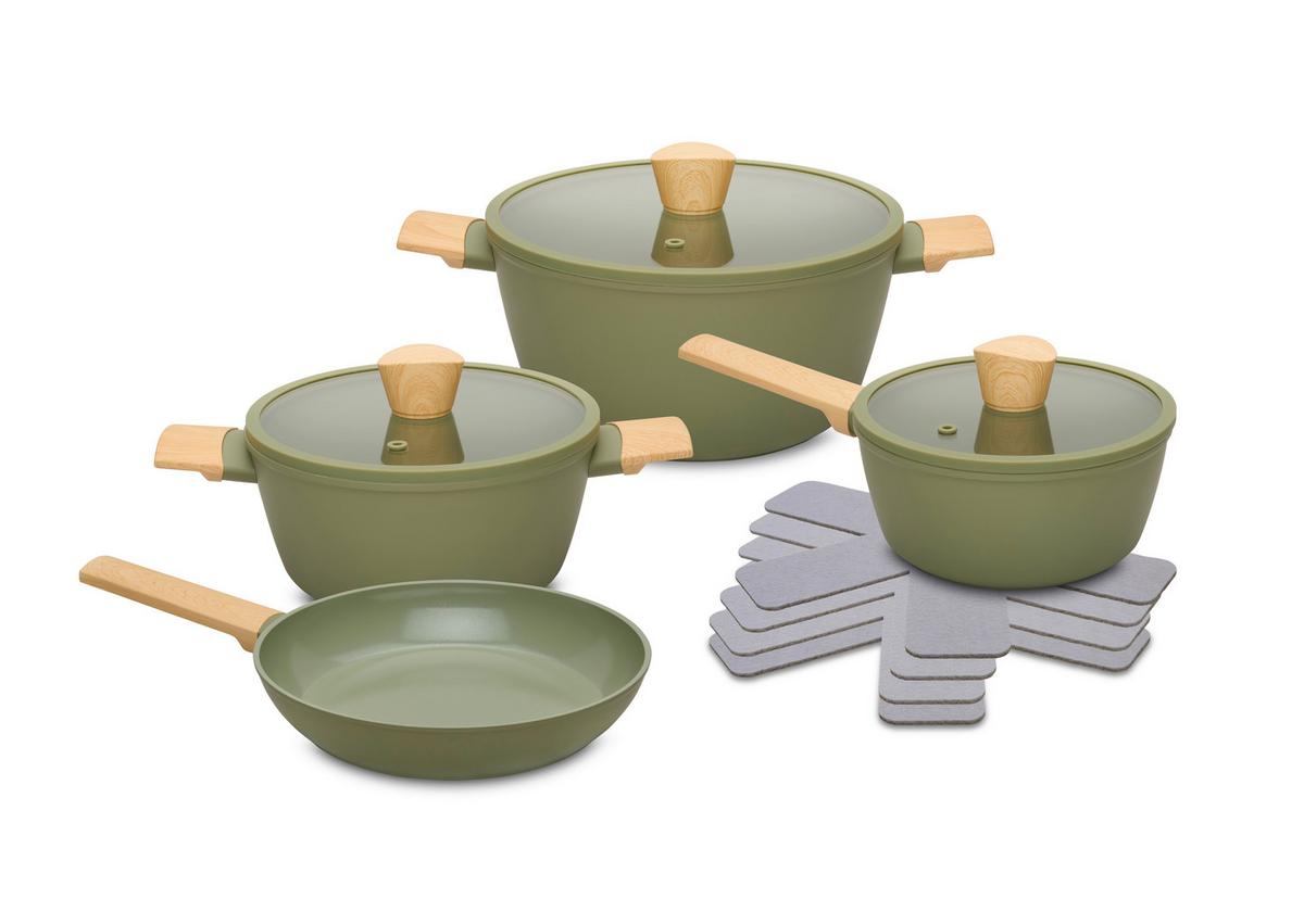 Kochtopfset Michael Grün, 11-teilig - Klar/Grün, MODERN, Glas/Kunststoff - Mömax