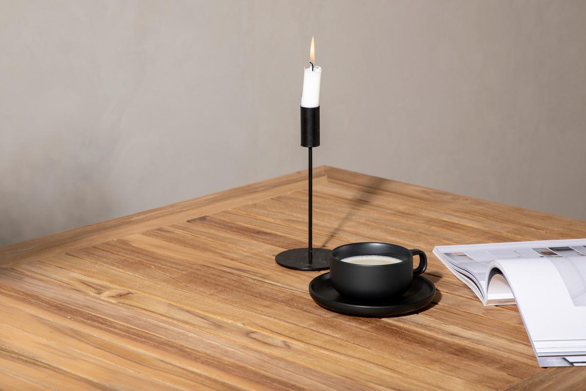 Gartentisch Panama ca. 210x90 cm Schwarz/Teakholz - Schwarz/Teakfarben, KONVENTIONELL, Holz/Metall (210/90/75cm) - Gardenson