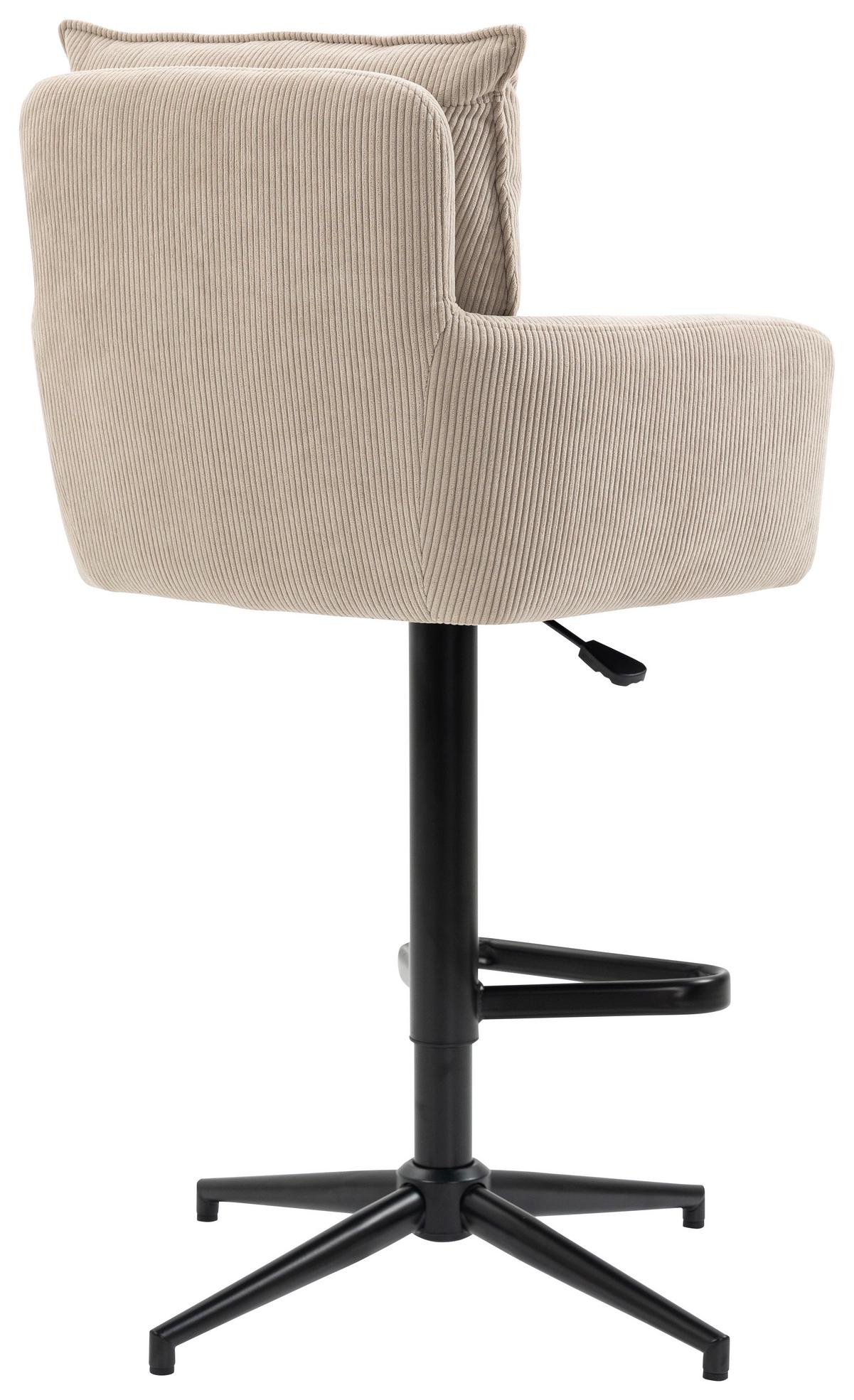 STOŁEK BAROWY POINT - beżowy/kremowy, Design, metal/tkanina (54/98-120/58cm) - Novel