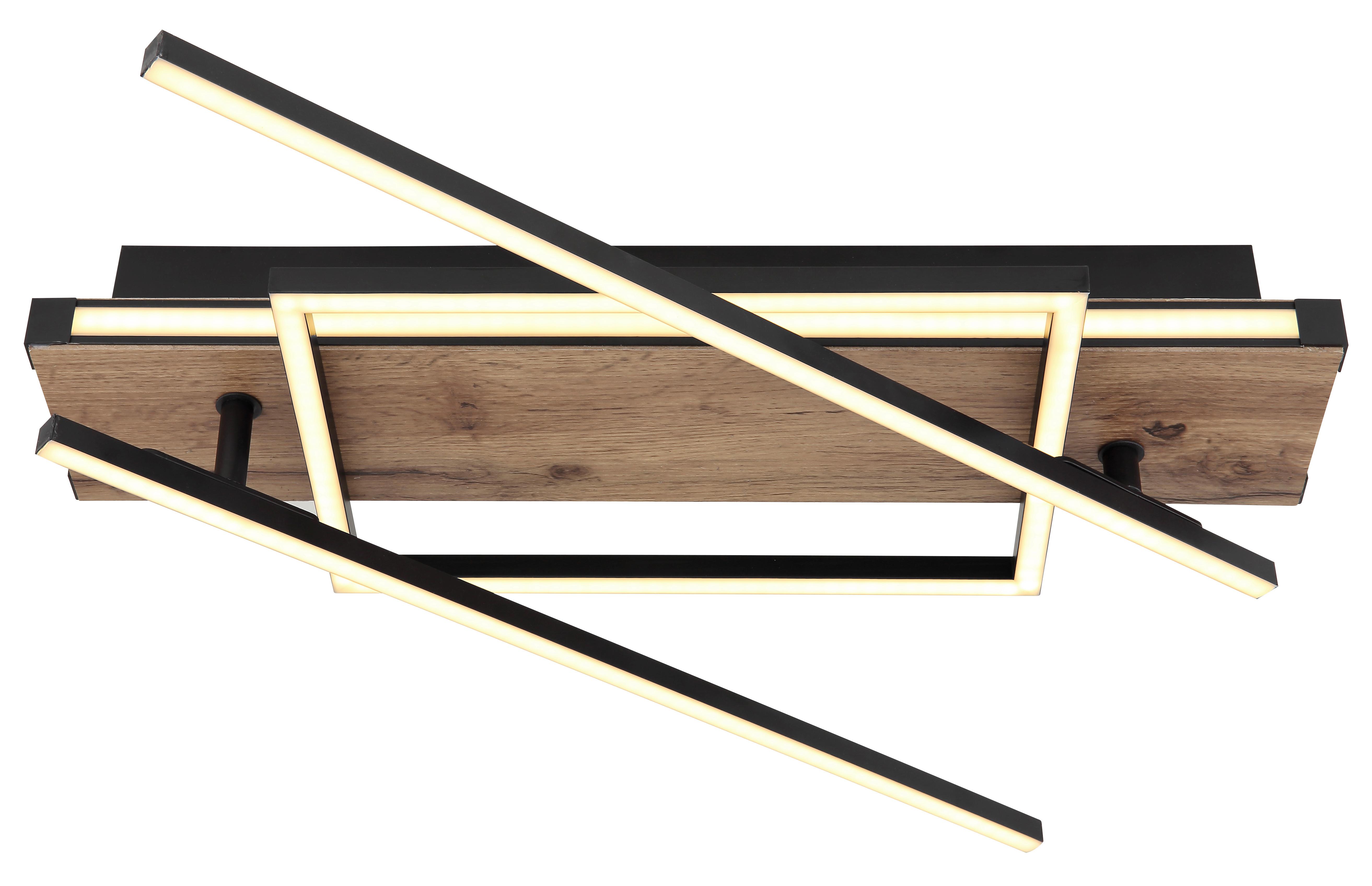 LED-Deckenleuchte Colli Opal/Schwarz/Braun max.40 Watt - Dunkelbraun/Opal, Design, Holzwerkstoff/Kunststoff (120/88/12cm) - Globo