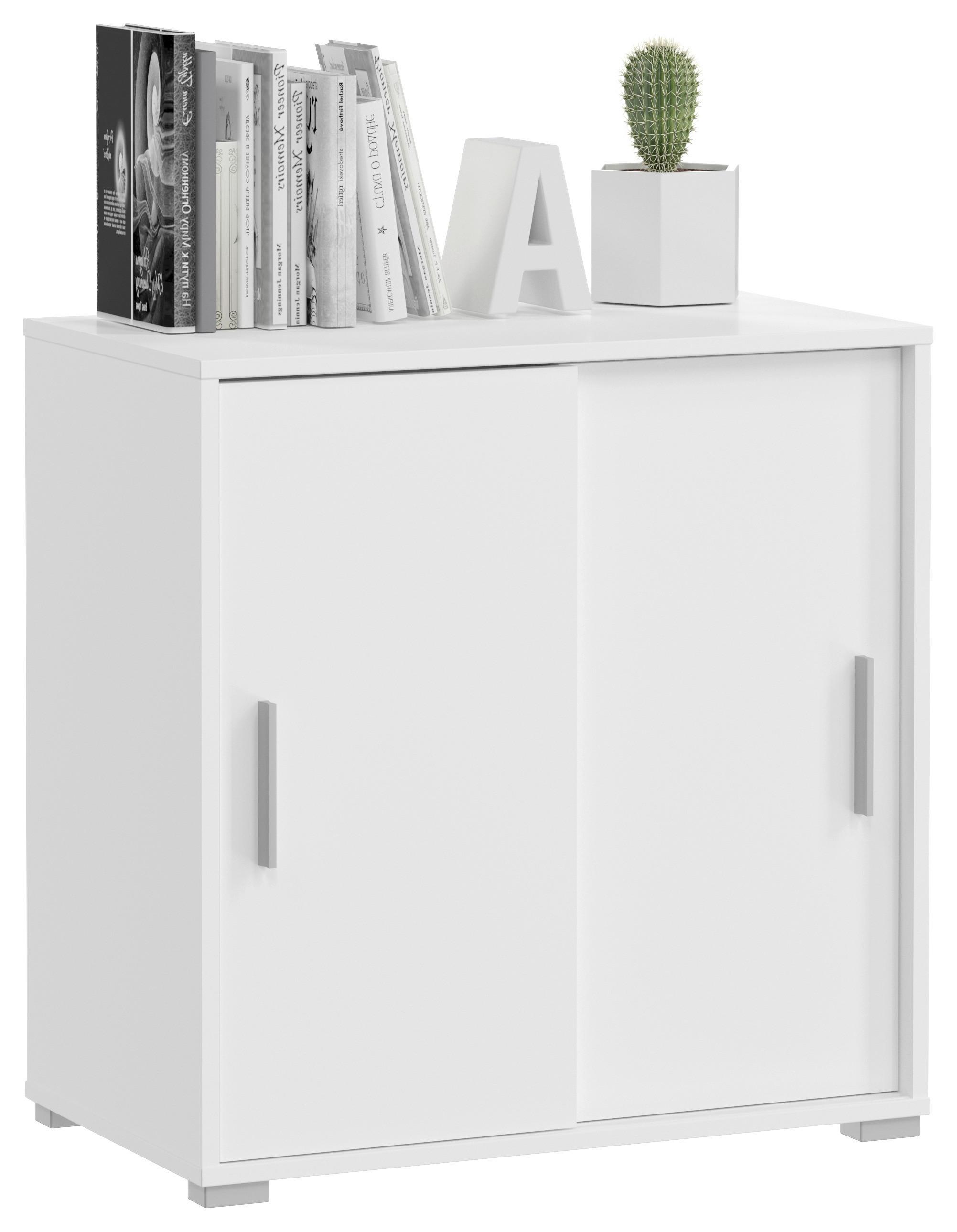 Kommode in Weiss - Weiss/Silberfarben, Modern, Holzwerkstoff/Kunststoff (68/72/40cm) - Mömax