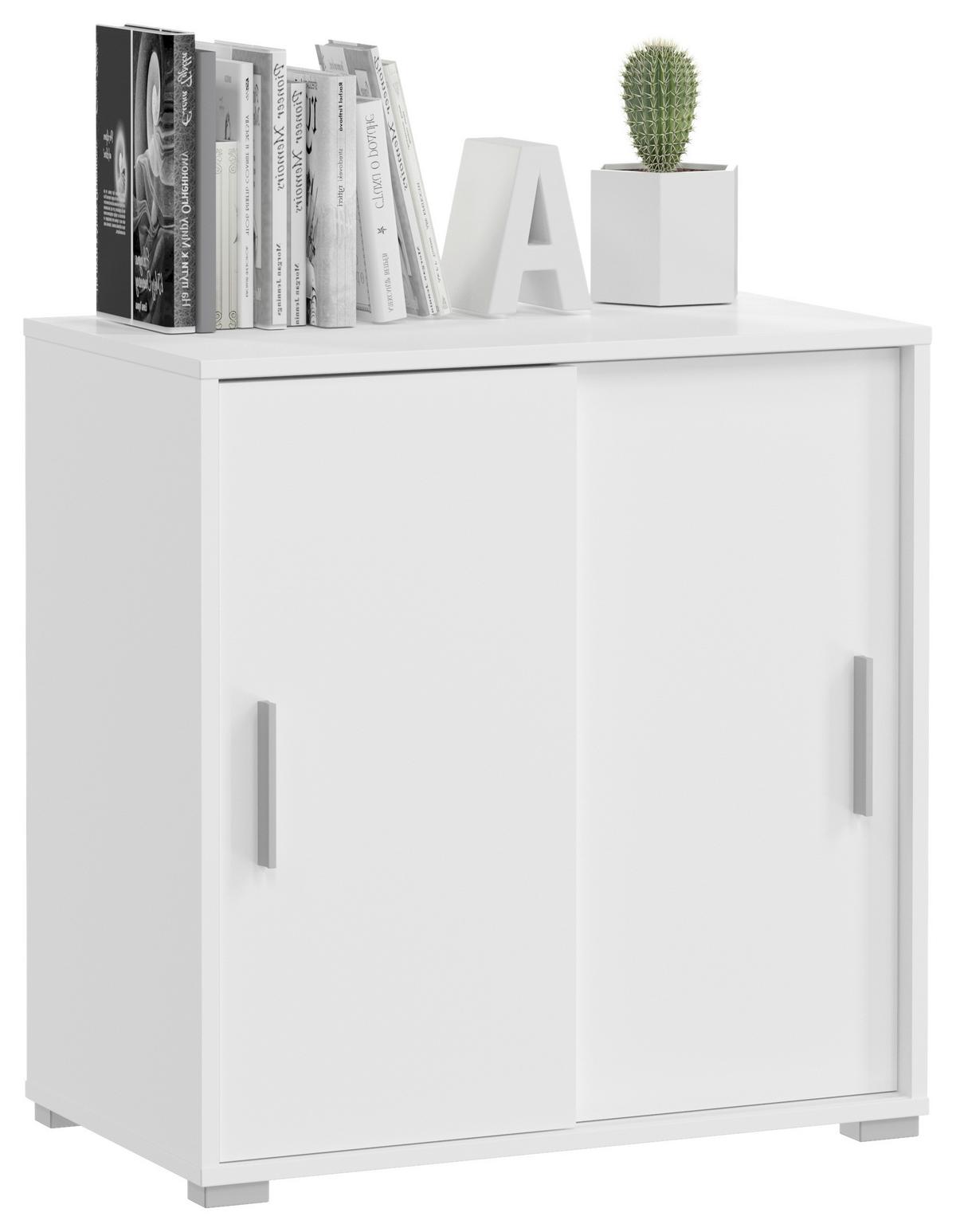 Kommode in Weiss - Weiss/Silberfarben, Modern, Holzwerkstoff/Kunststoff (68/72/40cm) - Mömax