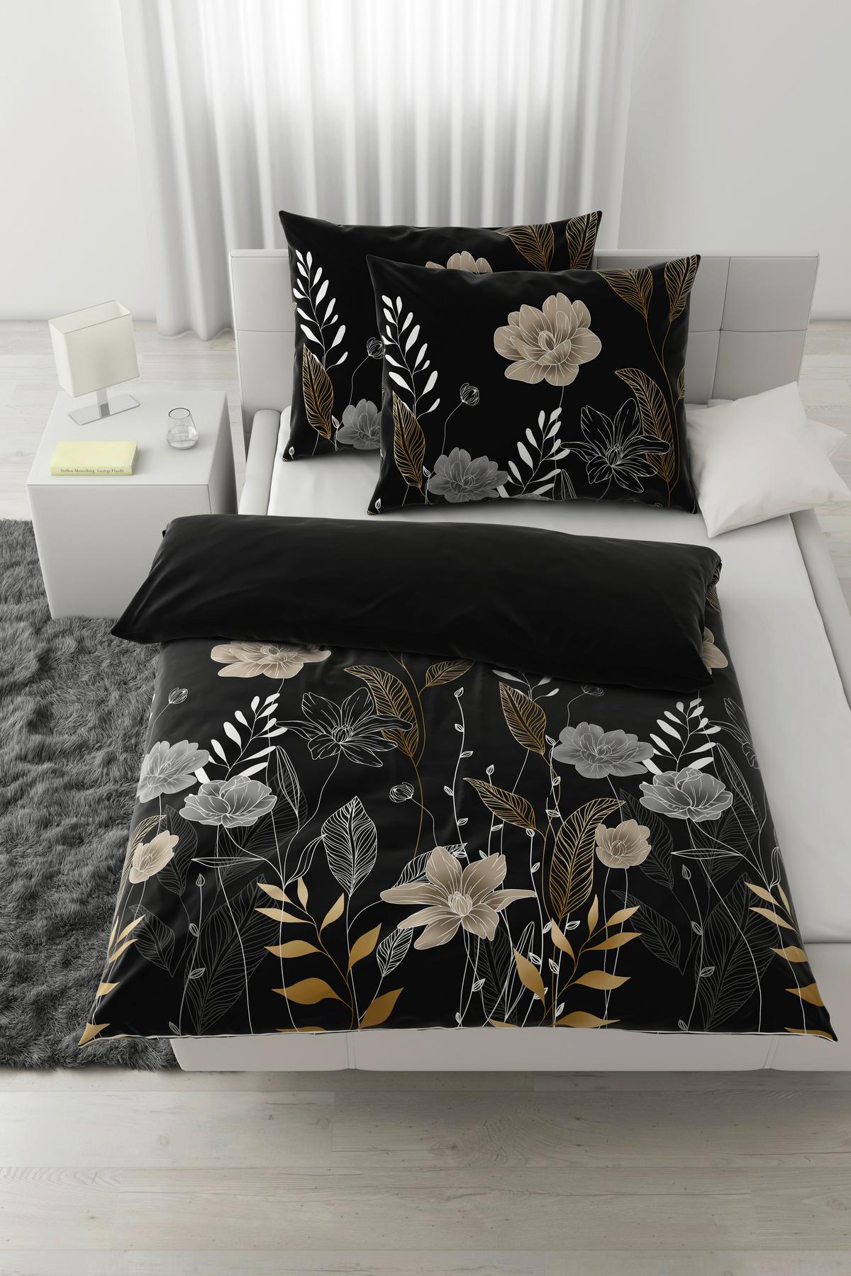 Bettwäsche Nala XXL Anthrazit ca. 200x220cm - Anthrazit, ROMANTIK / LANDHAUS, Textil (200/220cm) - Modern Living