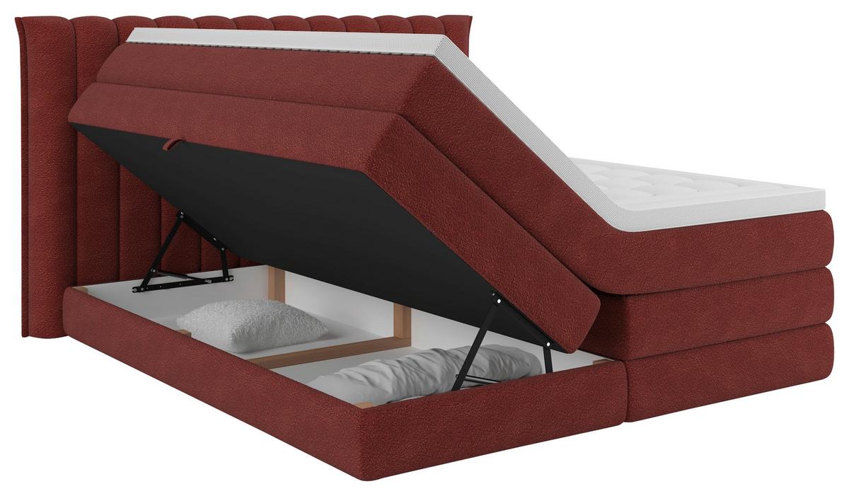 Boxspringbett Lina Rot ca. 180x200cm - Rot, KONVENTIONELL, Holz/Holzwerkstoff (180/200cm) - Premium Living