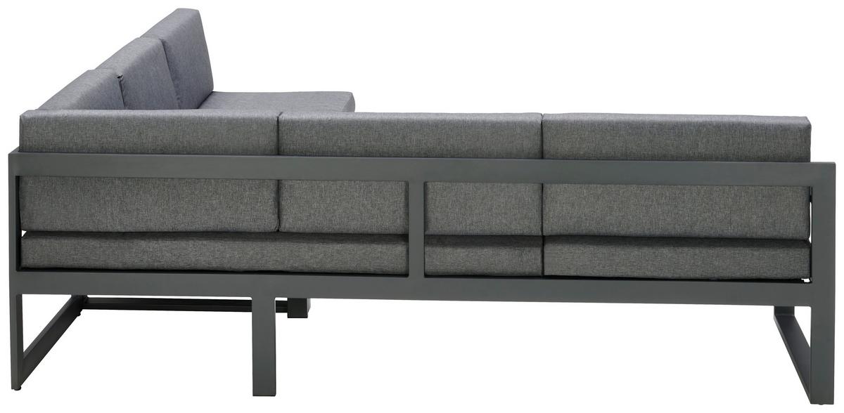Lounge Garnitura Rio 2, Črna, Antracit, 5-Delni Set - temno siva/črna, Moderno, kovina/steklo (214/130cm) - Beldano