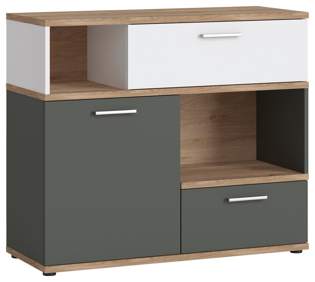 Komoda Twenty - bijela/boje grafita, Moderno, drvni materijal/plastika (100/86/40cm) - Modern Living