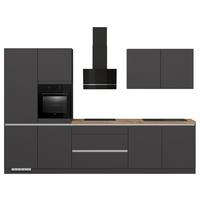 Küchenblock IBC ohne Geräte ca. 340 cm Dunkelgrau - Edelstahlfarben/Eichefarben, Design, Holzwerkstoff/Metall (340cm) - Impuls
