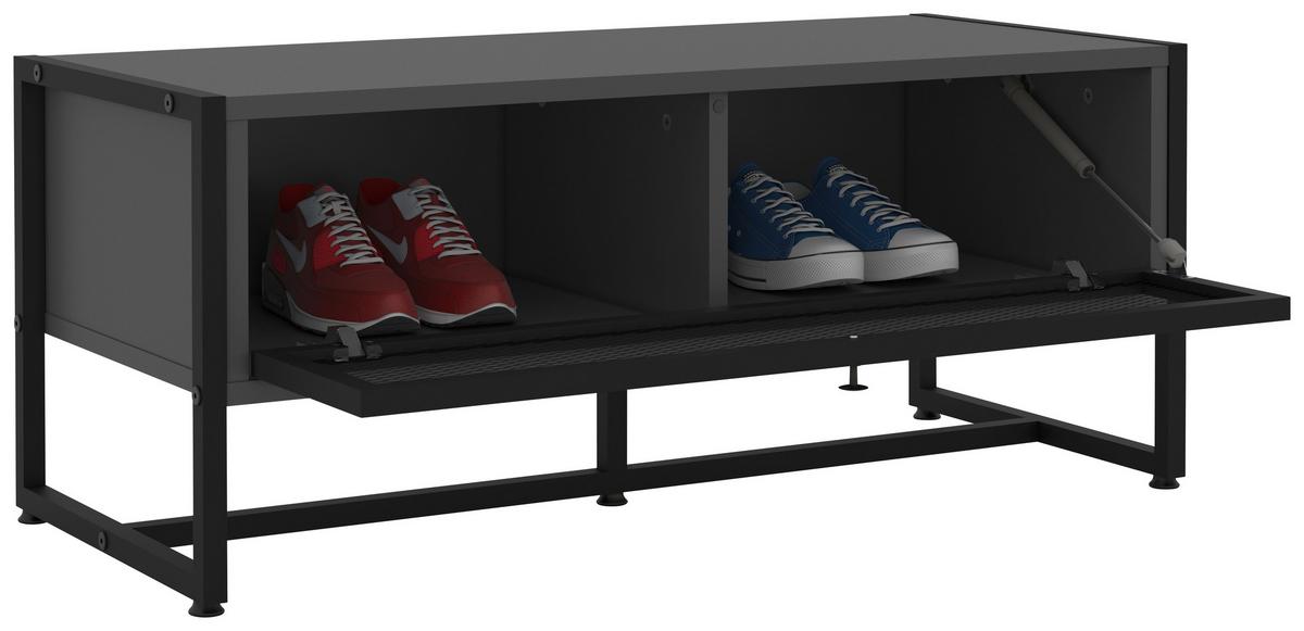 ŁAWKA Z PÓŁKĄ NA BUTY MELA SIDEBOARD - antracytowy/czarny, Modern, metal/drewno (95/40/41cm) - P & B
