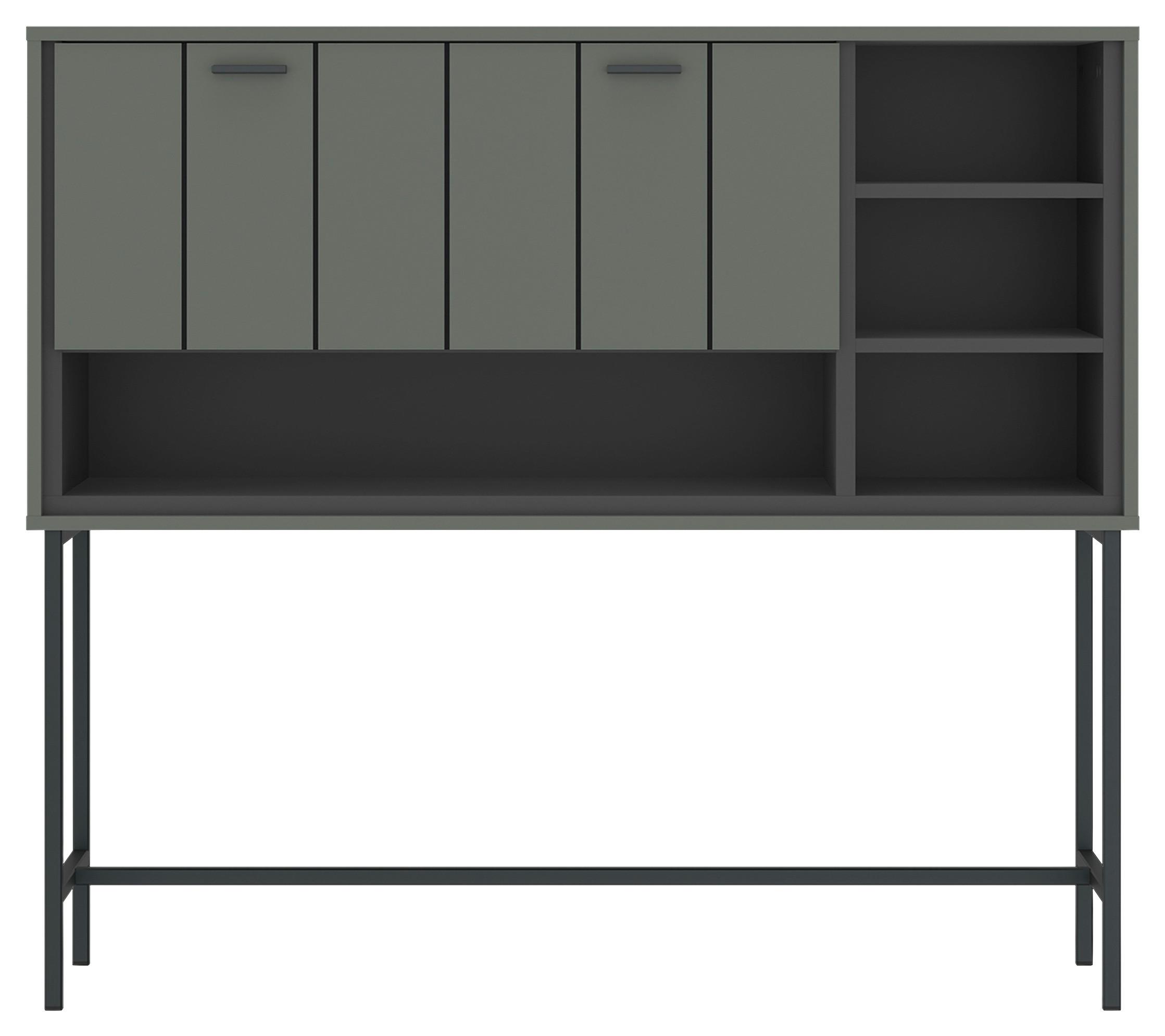 Komoda Shirley - siva/zelena, Design, drvni materijal/plastika (127/112,5/40cm) - Modern Living