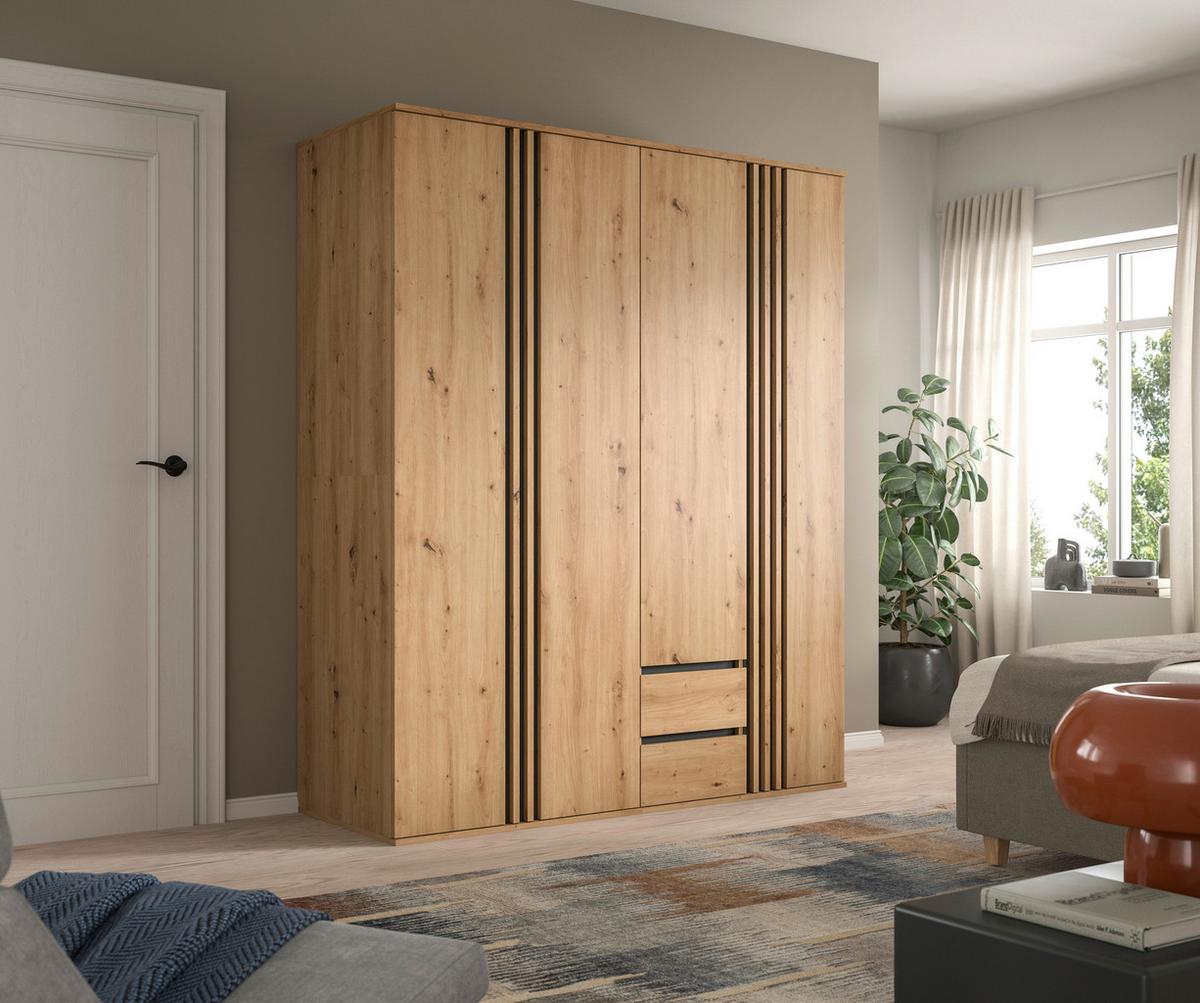 Drehtürenschrank TOFTA Eiche Artisan, Anthrazit - Anthrazit/Eiche Artisan, ROMANTIK / LANDHAUS, Holzwerkstoff (160/190/56cm) - Livetastic
